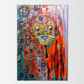 Naranja: abstract painting of a playful, colourful figure letting her inner child speak out loud, free