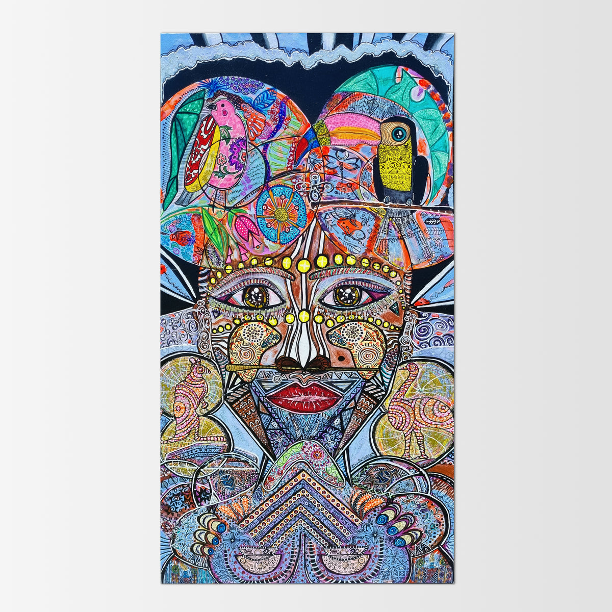 Wiana: abstract painting symbolising "the Mother", with intertwining roots sprawling across the canvas