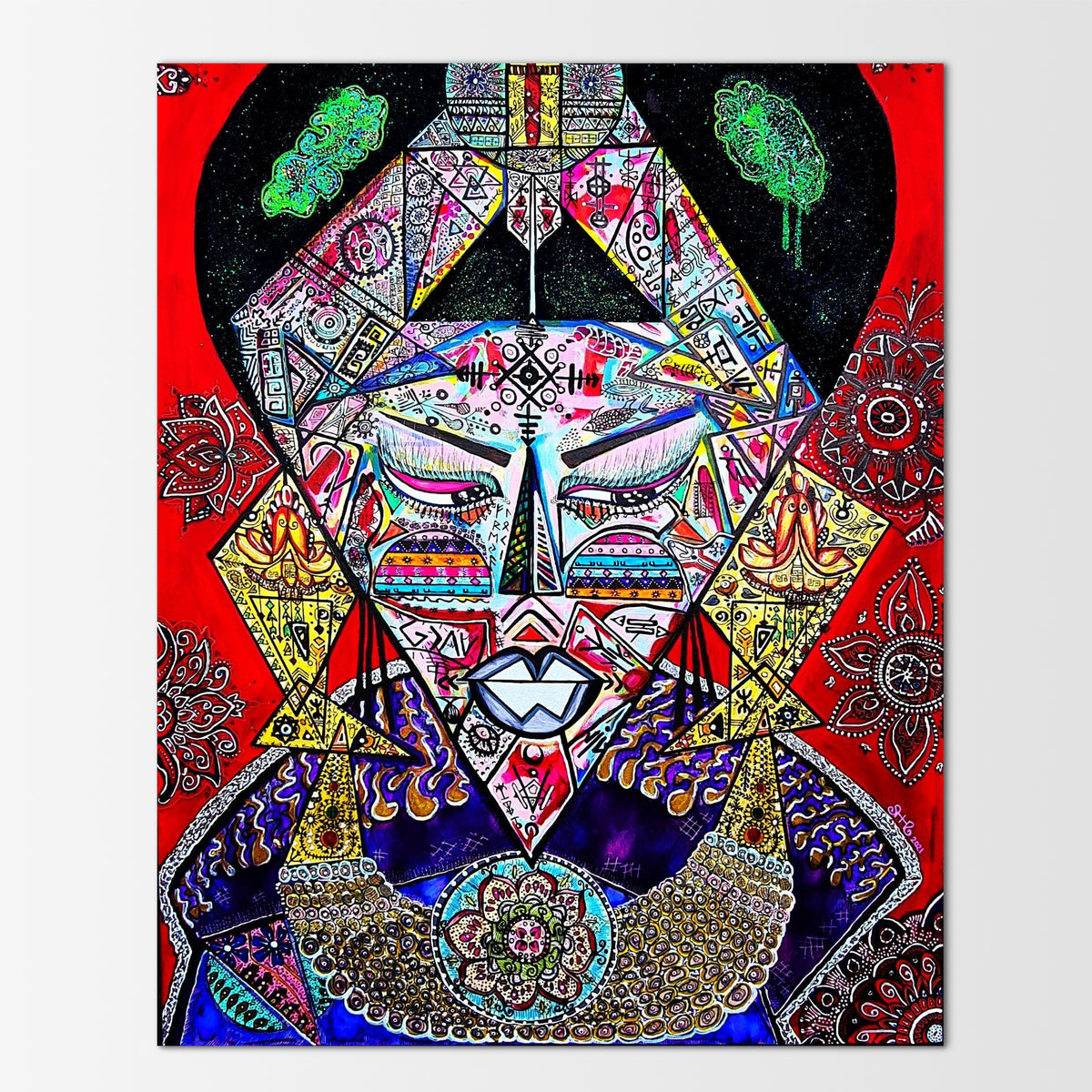 Bishop: abstract painting of a loyal, devoted servant figure inspired by the chess piece of the same name