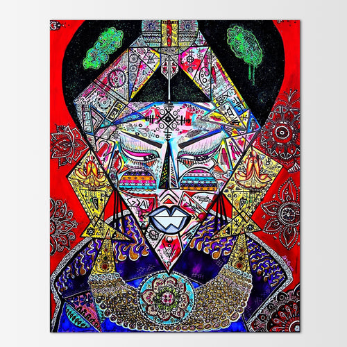 Bishop: abstract painting of a loyal, devoted servant figure inspired by the chess piece of the same name