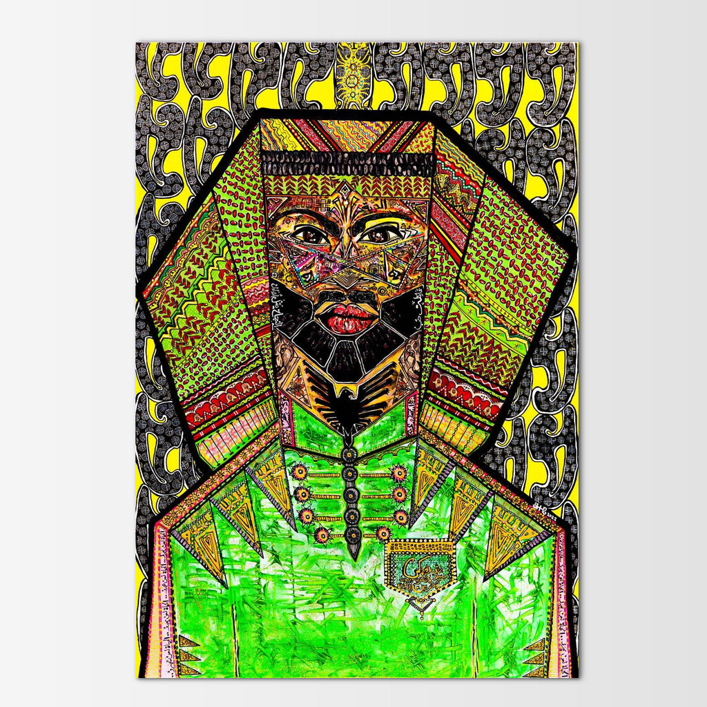 Nimer: abstract painting of a tiger-spirited figure: strong, fearless, confident and trustworthy