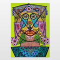 The Botanist: abstract figurative painting of a queen of the green world, unlocking nature's secrets