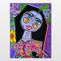 Mademoiselle Lola: abstract figurative painting of a youthful woman full of garden light and colour