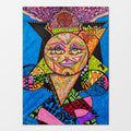 Madame Coco: abstract figurative painting of a mysterious, enchanting woman, modern and elegant in style