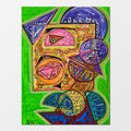 Sir Elixir: abstract figurative painting of an alchemist knight holding his hard-won immortality elixir