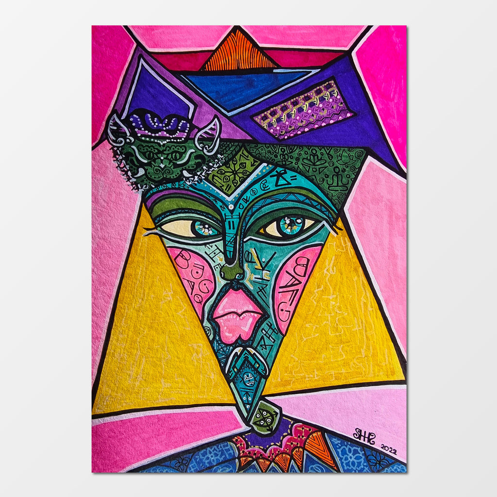 Zephyrus: abstract figurative painting of a forever traveller wandering mountains, deserts and horizons