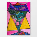 Zephyrus: abstract figurative painting of a forever traveller wandering mountains, deserts and horizons