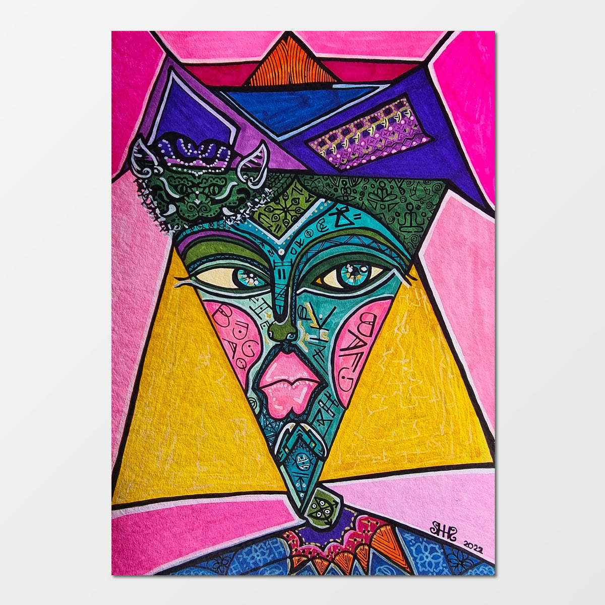 Zephyrus: abstract figurative painting of a forever traveller wandering mountains, deserts and horizons