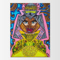 Nzinga: abstract figurative painting of a fierce African warrior queen, diplomat and military strategist