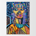 Ghandoora: abstract figurative painting of a North African chief's daughter, a skilled archer and dancer
