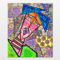 Zach: abstract painting of a gentleman bathed in vivid colour, hopeful and awaiting reunion in solitude