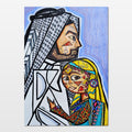 Jasmine & Hebron: abstract portrait of a couple's final embrace as Hebron falls to the tragedy of war